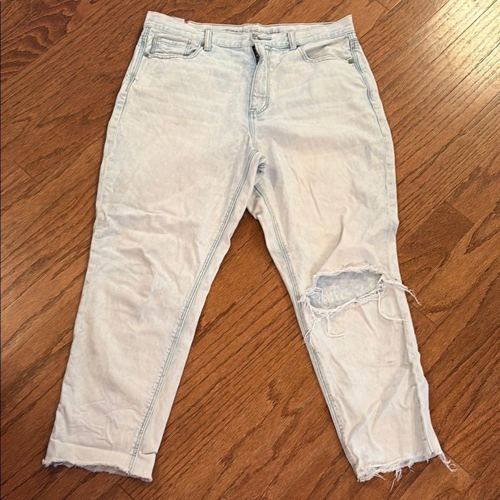 American Eagle jeans, distressed, white washed, size 14